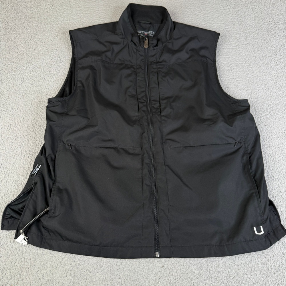 SCOTTEVEST Vest Mens XXL Black Travel Multi-Pocket Tech Utility Full Zip Jacket